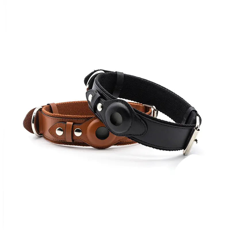 New Leather Airtag Dog Collar Pet Adjustable Collar